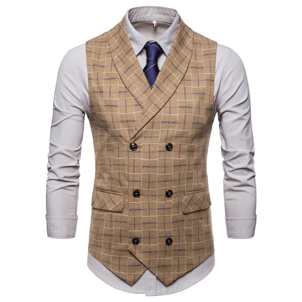 men' tank foreign trade cross-border 2021 autumn clothing plaid double breasted vest casual, White;black
men' tank foreign trade cross-border 2021 autumn clothing plaid double breasted vest casual, White;black