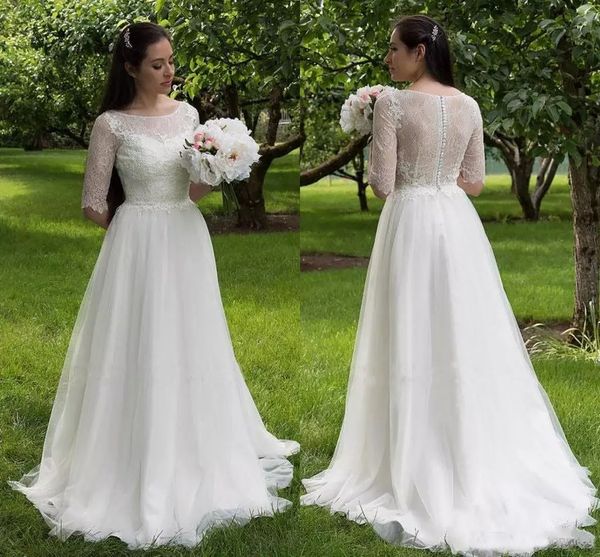 2019 Romantic Country Wedding Dresses China Tulle A Line Lace Tops Half Sleeves Floor Length Buttons Back Handmade New Arrival Bridal Gowns
2019 Romantic Country Wedding Dresses China Tulle A Line Lace Tops Half Sleeves Floor Length Buttons Back Handmade New Arrival Bridal Gowns