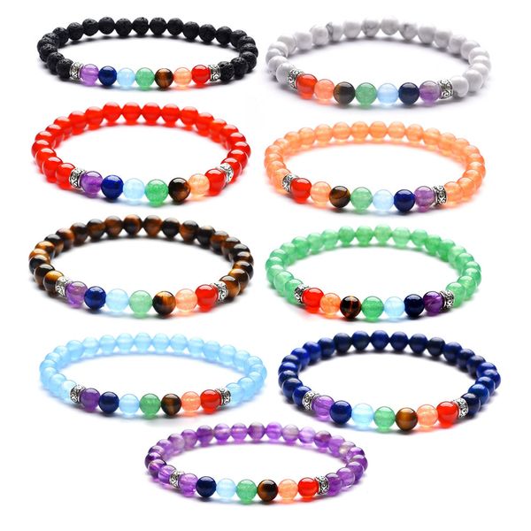6mm natural stone seven chakra luxury designer bracelet yoga aura amethyst agate bracelet women jewelry bangles 9 colors, Black
6mm natural stone seven chakra luxury designer bracelet yoga aura amethyst agate bracelet women jewelry bangles 9 colors, Black