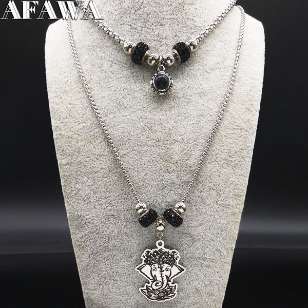 2019 elephant god crystal stainless steel necklace for women double layer silver color boho necklaces jewerly colgante n19587
2019 elephant god crystal stainless steel necklace for women double layer silver color boho necklaces jewerly colgante n19587