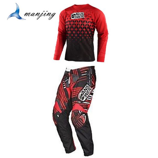 red and blue motocross suit off road driving equipment mountain bike pit bike atv jersey and pants combinations, Black
red and blue motocross suit off road driving equipment mountain bike pit bike atv jersey and pants combinations, Black
