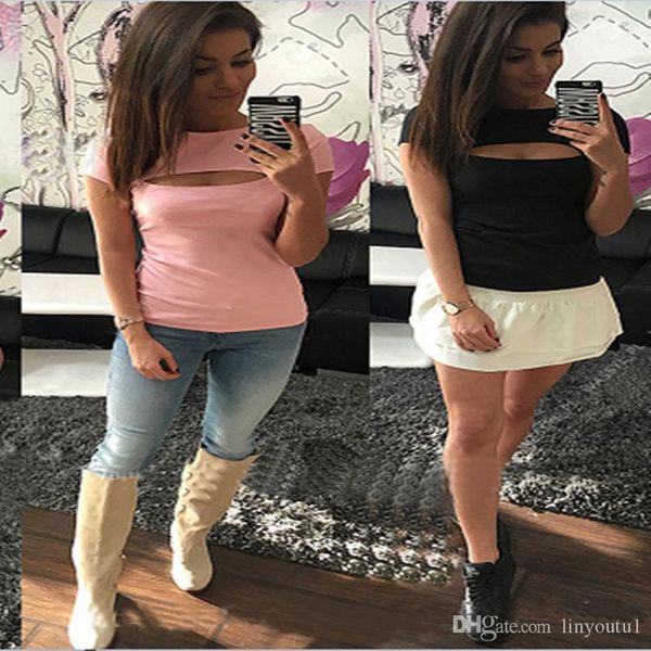 2020 chest hole open t-shirtswomen's fashion summer short sleeve show chest slim t-shirt o-neck femme casual tee, White
2020 chest hole open t-shirtswomen's fashion summer short sleeve show chest slim t-shirt o-neck femme casual tee, White