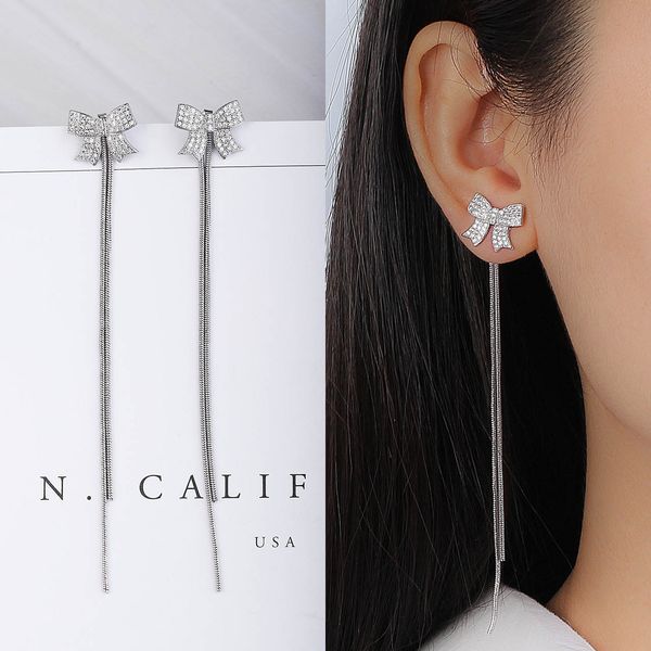 japan korea 925 silver needle sweet bow long pendant earrings zircon fringe stud earrings jewelry earrings, Golden;silver
japan korea 925 silver needle sweet bow long pendant earrings zircon fringe stud earrings jewelry earrings, Golden;silver