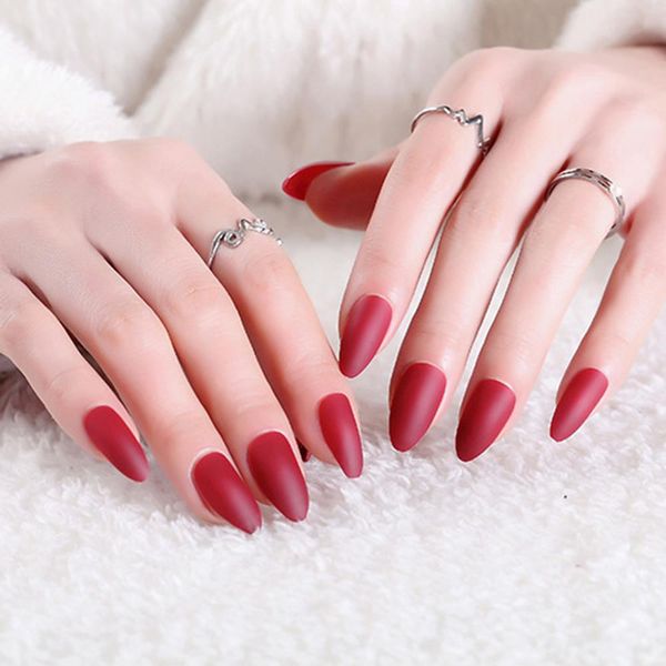 24pcs full cover matte false nail tips sharp pointed soft pink nude red black blue fake stiletto nails pure candy colour
24pcs full cover matte false nail tips sharp pointed soft pink nude red black blue fake stiletto nails pure candy colour