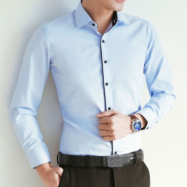new brand men business long sleeve solid dress shirt formal social slim fit work wear easy-care twill fashion smart casual shirt, White;black
new brand men business long sleeve solid dress shirt formal social slim fit work wear easy-care twill fashion smart casual shirt, White;black