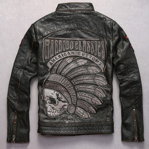 men's leather & faux genuine black skulls cowskin motorcycle chief pattern wind jacket biker coat men
men's leather & faux genuine black skulls cowskin motorcycle chief pattern wind jacket biker coat men
