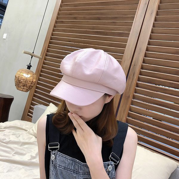 brand fashion pu leather beret hat women octagonal cap spring summer british style hat female solid retro caps hot, Blue;gray
brand fashion pu leather beret hat women octagonal cap spring summer british style hat female solid retro caps hot, Blue;gray