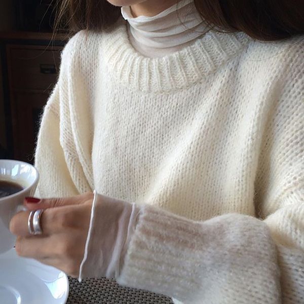 winter lazy style sweater casual sweater female loose solid color knitted women round neck new, White;black
winter lazy style sweater casual sweater female loose solid color knitted women round neck new, White;black