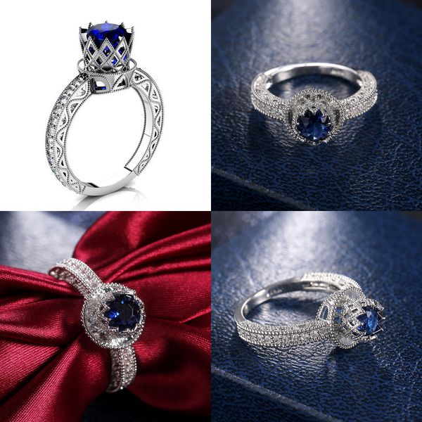 925 fashion hollow carving set blue ring woman wind engagement gold plated animal for women jewelry rings zircon, Silver
925 fashion hollow carving set blue ring woman wind engagement gold plated animal for women jewelry rings zircon, Silver