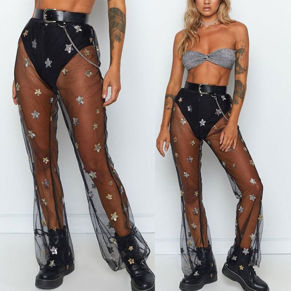 new women sequins mesh long pants 2019 summer high waist see through sheer loose pants women girl party club wear beach trousers, Black;white
new women sequins mesh long pants 2019 summer high waist see through sheer loose pants women girl party club wear beach trousers, Black;white