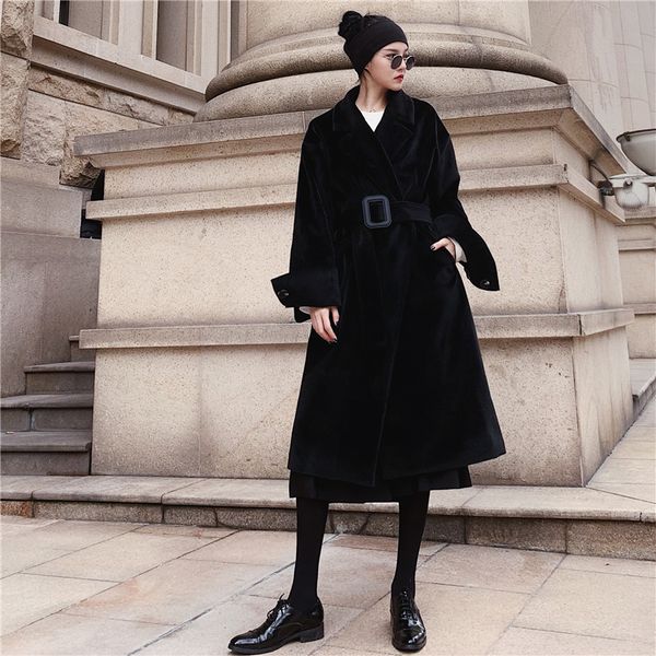 winter new black retro korean version of woolen coat female fur loose long over the knees woolen coat korean with belt
winter new black retro korean version of woolen coat female fur loose long over the knees woolen coat korean with belt