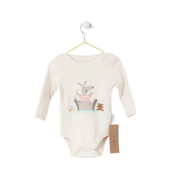 red kangaroo baby organic cotton long sleeve bodysuits (6mths-9mths, White