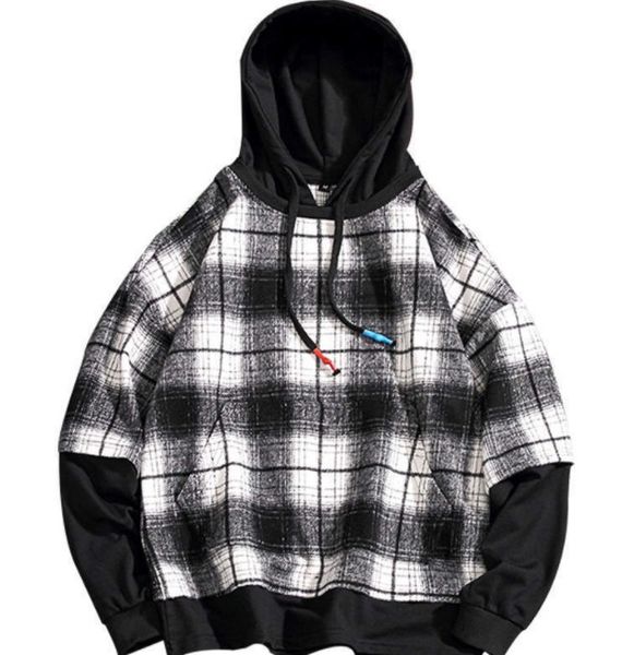 men's hoodies & sweatshirts plaid hooded sweatershirts hight street spring and autumn youth pullover fashion casual hoodie fake two-pie, Black
men's hoodies & sweatshirts plaid hooded sweatershirts hight street spring and autumn youth pullover fashion casual hoodie fake two-pie, Black