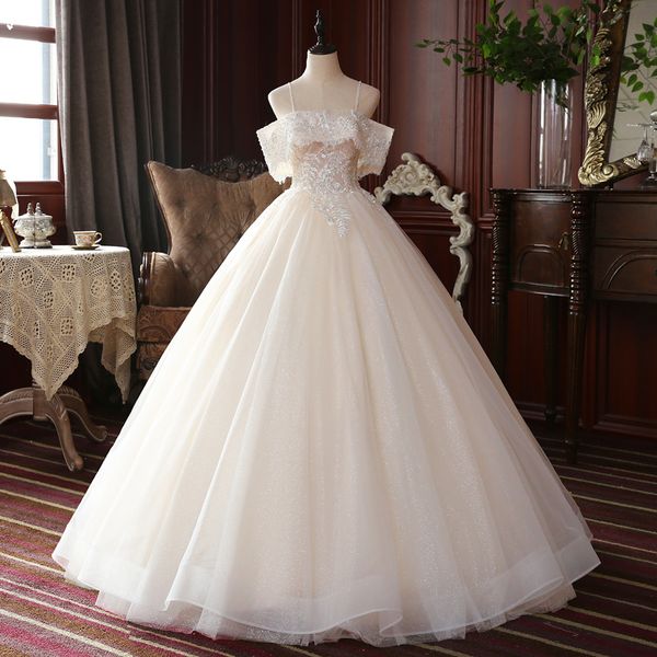gorgeous spaghetti light champagne maternity wedding dresses appliques crystals beading ball gown wedding dresses lace up back bridal gowns, White
gorgeous spaghetti light champagne maternity wedding dresses appliques crystals beading ball gown wedding dresses lace up back bridal gowns, White