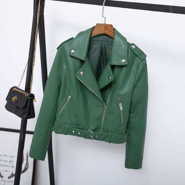 taotrees autumn solid color slim lapel short belt women pu simple jacket, Black
taotrees autumn solid color slim lapel short belt women pu simple jacket, Black