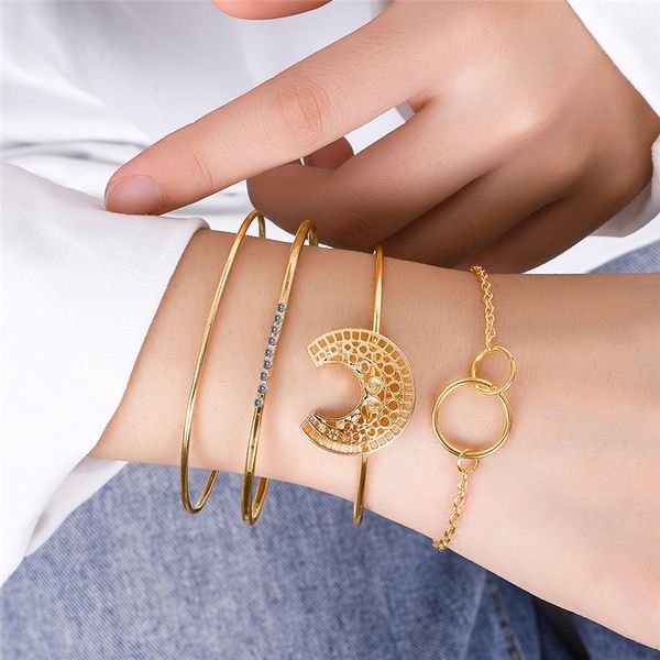 4 pairs/set bohemian style ladies charm bracelet 2019 delicate gold moon copper bracelet statement female jewelry gift pulseras, Black
4 pairs/set bohemian style ladies charm bracelet 2019 delicate gold moon copper bracelet statement female jewelry gift pulseras, Black