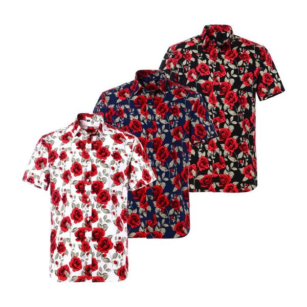 shanghai story leaves flower cotton short sleeve hawaiian shirt rose floral print button down beach party clothing, White;black
shanghai story leaves flower cotton short sleeve hawaiian shirt rose floral print button down beach party clothing, White;black