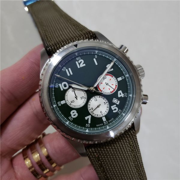 new fashion mens sport luxury watch navitimer 8 chronograph 43 curtiss warhawk designer watches quartz movement green leather strap clock, Slivery;brown
new fashion mens sport luxury watch navitimer 8 chronograph 43 curtiss warhawk designer watches quartz movement green leather strap clock, Slivery;brown