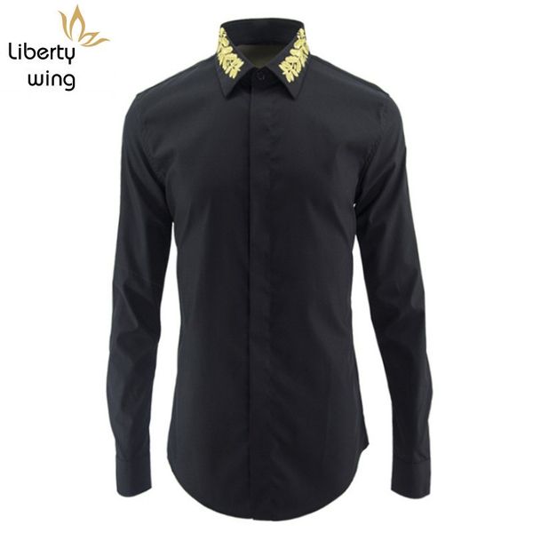 men's dress shirts spring mens white black business formal long sleeve floral emboridery collar wedding slim fit office top
men's dress shirts spring mens white black business formal long sleeve floral emboridery collar wedding slim fit office top