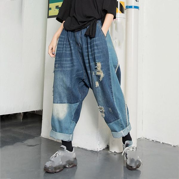 spring summer high waist loose jeans women big size holes wide leg pants fashion patchwork denim trousers, Blue
spring summer high waist loose jeans women big size holes wide leg pants fashion patchwork denim trousers, Blue
