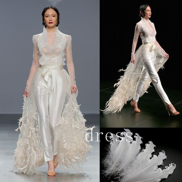designer feather women jumpsuits prom dresses long sleeve elegant party zuhair murad dress with detachable train evening gown vestidos festa, Black
designer feather women jumpsuits prom dresses long sleeve elegant party zuhair murad dress with detachable train evening gown vestidos festa, Black