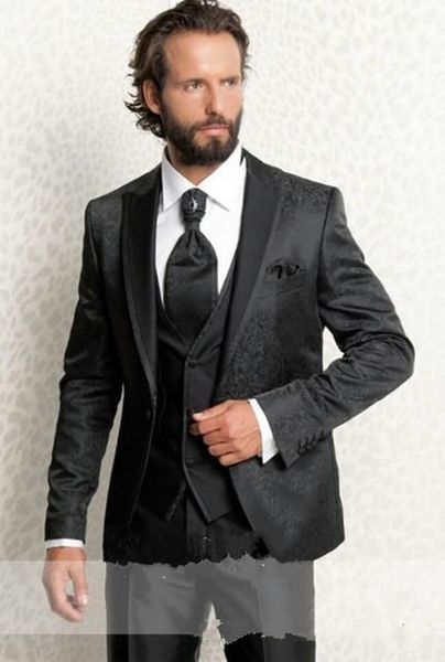 new super handsome groom tuxedos groomsmen one button black peak lapel man suit wedding men's blazer suits (jacket+pants+vest+tie) 1289, Black;gray
new super handsome groom tuxedos groomsmen one button black peak lapel man suit wedding men's blazer suits (jacket+pants+vest+tie) 1289, Black;gray
