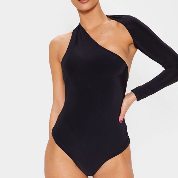 one shoulder streetwear skinny bodysuit 2019 spring summer solid color milk silk long sleeve bodycon jumpsuit women rompers, Black;white
one shoulder streetwear skinny bodysuit 2019 spring summer solid color milk silk long sleeve bodycon jumpsuit women rompers, Black;white