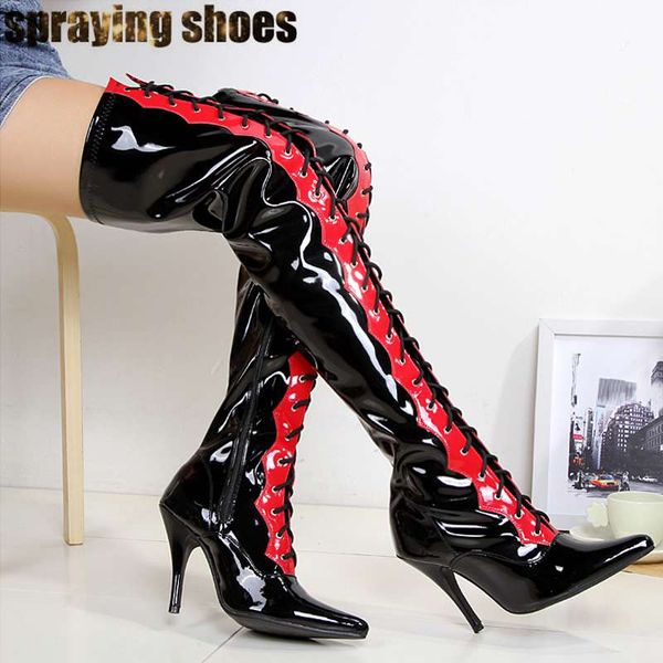 women red black mixed color thigh high boots bandage party shoes over the knee pole stripper shoes cosplay sm boots
women red black mixed color thigh high boots bandage party shoes over the knee pole stripper shoes cosplay sm boots