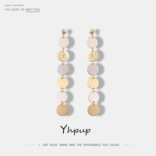 yhpup s925 silver pin round coin long drop dangle fashion earrings copper charm night club earrings for women party jewelry gift
yhpup s925 silver pin round coin long drop dangle fashion earrings copper charm night club earrings for women party jewelry gift