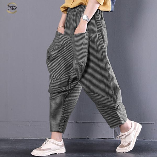 2019 vintage women striped harem pants plus size lady baggy long pantalons female casual elastic waist turnip trousers, Black;white
2019 vintage women striped harem pants plus size lady baggy long pantalons female casual elastic waist turnip trousers, Black;white