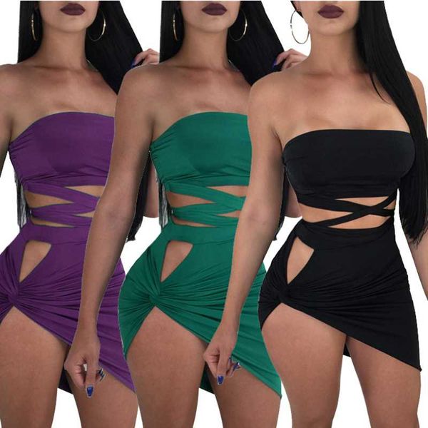 two piece dress women's summer lace-up tight nightclub club strapless buttock, White
two piece dress women's summer lace-up tight nightclub club strapless buttock, White
