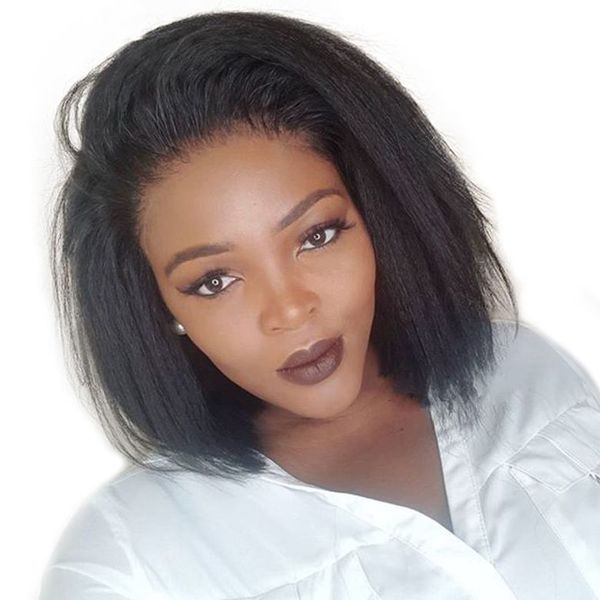 kinky straight lace front human hair wigs 130% density coarse yaki malaysian hair short bob wigs natural color, Black;brown
kinky straight lace front human hair wigs 130% density coarse yaki malaysian hair short bob wigs natural color, Black;brown