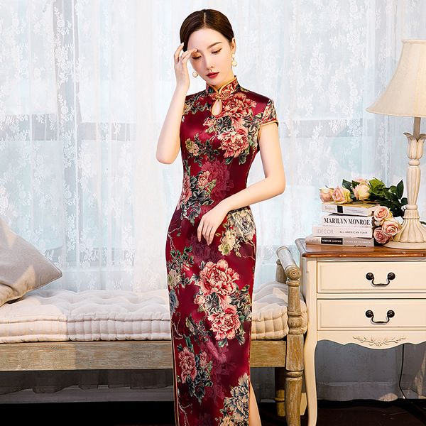 print flower chinese party prom dress satin lady high split qipao elegant mandarin collar vintage cheongsam vestidos, Red
print flower chinese party prom dress satin lady high split qipao elegant mandarin collar vintage cheongsam vestidos, Red