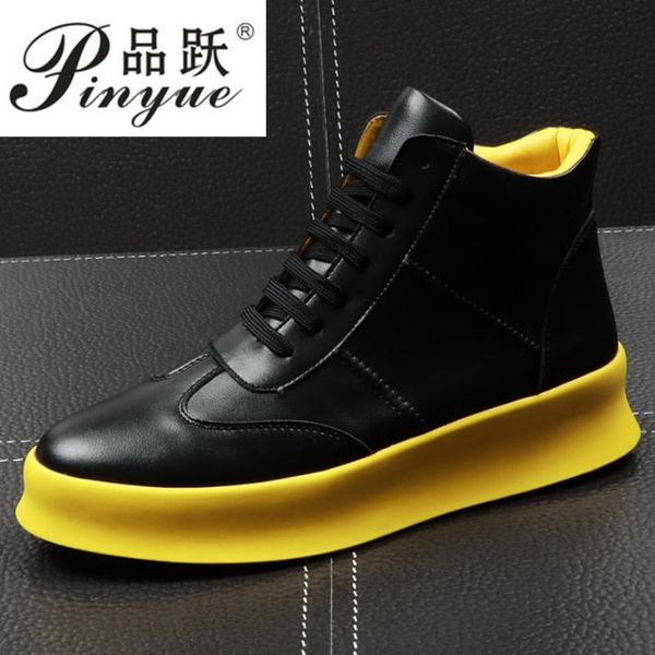 new men fashion high sneakers spring autumn casual high shoes men leather boots microfiber shoes, Black
new men fashion high sneakers spring autumn casual high shoes men leather boots microfiber shoes, Black