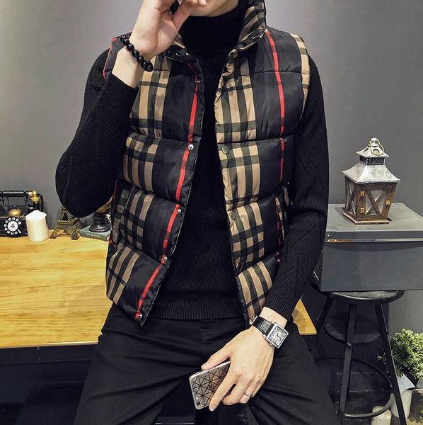 plaid winter jackets mens winter thick vest mens sleeveless jackets slim fit stand collar colete masculino waistcoat, Black;white
plaid winter jackets mens winter thick vest mens sleeveless jackets slim fit stand collar colete masculino waistcoat, Black;white