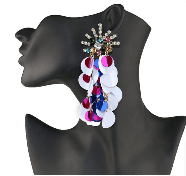 bohemian fashion alloyed earrings layered sequins dangle drop earring with man-made rhinestone, Silver
bohemian fashion alloyed earrings layered sequins dangle drop earring with man-made rhinestone, Silver