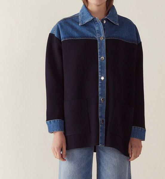 women jacket 2019 autumn / winter new products color matching denim stitching knit short coat casual wild women's, Black;brown
women jacket 2019 autumn / winter new products color matching denim stitching knit short coat casual wild women's, Black;brown