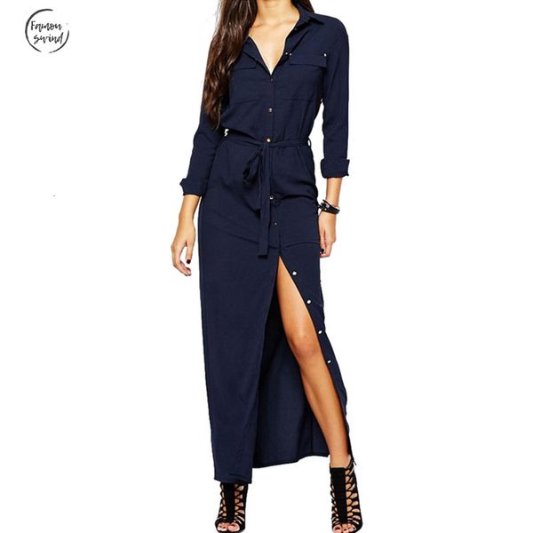 women long sleeve maxi dress autumn new fashion collar slit buttons long shirt dresses open women casual dress green blue, Black;gray
women long sleeve maxi dress autumn new fashion collar slit buttons long shirt dresses open women casual dress green blue, Black;gray
