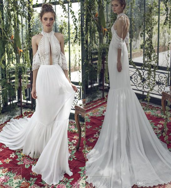 limor rosen 2019 wedding dresses halter lace chiffon applique backless train plus size wedding dress beach boho bridal gowns robe de mariée, White
limor rosen 2019 wedding dresses halter lace chiffon applique backless train plus size wedding dress beach boho bridal gowns robe de mariée, White