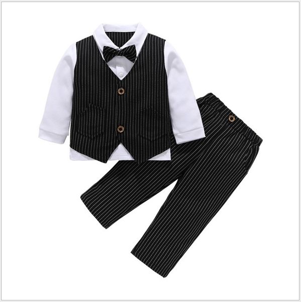 Gentleman Style 2020 New Baby Boys Clothing Sets Handsome Boy Striped Suit Tops with Bowtie+pants 2pcs Set Kids Outfits Children Sets, Gray
Gentleman Style 2020 New Baby Boys Clothing Sets Handsome Boy Striped Suit Tops with Bowtie+pants 2pcs Set Kids Outfits Children Sets, Gray