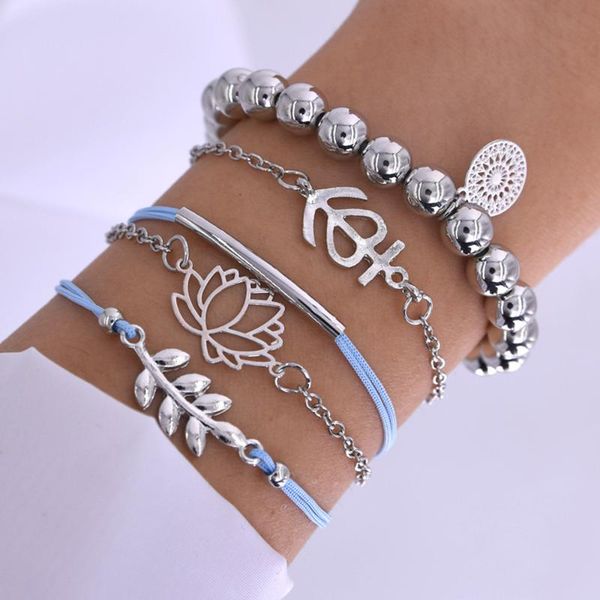 5 piece boho women girl lady female silver color chain lotus charm bracelet, leaves charm bracelet, hollow bohemia bracelet, Black
5 piece boho women girl lady female silver color chain lotus charm bracelet, leaves charm bracelet, hollow bohemia bracelet, Black