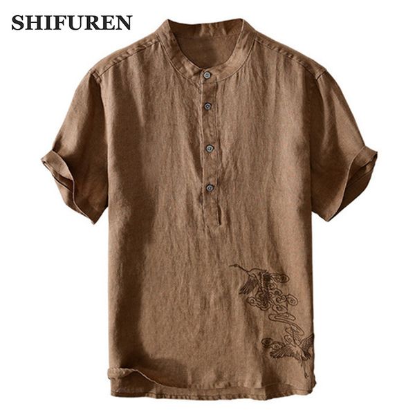 men's casual shirts shifuren summer 100% pure linen short sleeve soft breathable embroidery design camisas hombre streetwear, White;black
men's casual shirts shifuren summer 100% pure linen short sleeve soft breathable embroidery design camisas hombre streetwear, White;black