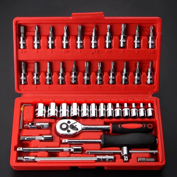 46pcs/set carbon steel combination set wrench socket spanner screwdriver household motorcycle car repair tool hardware set kits
46pcs/set carbon steel combination set wrench socket spanner screwdriver household motorcycle car repair tool hardware set kits