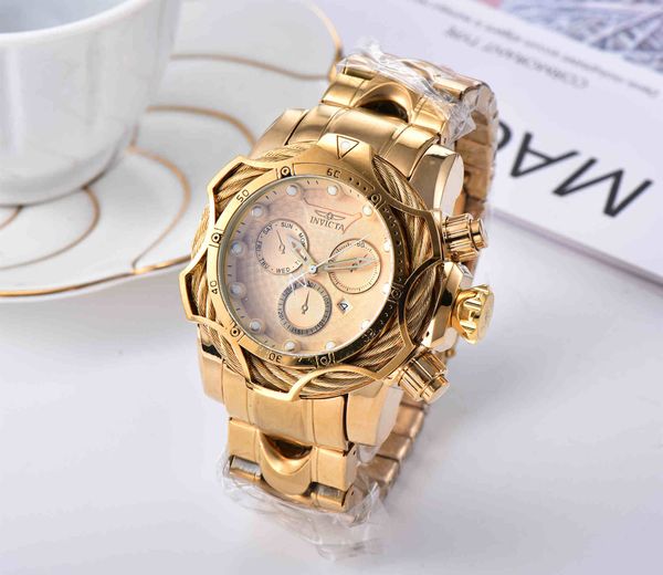 

2020 selling invicta brand watches mens watch classic style large dial auto date fashion rose gold watch relojes de marca, Slivery;brown