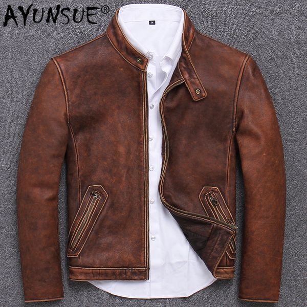 retro genuine leather jacket men autumn motorcycle leather coat 100% real cow jackets slim vintage 2019 s681 kj3210, Black
retro genuine leather jacket men autumn motorcycle leather coat 100% real cow jackets slim vintage 2019 s681 kj3210, Black