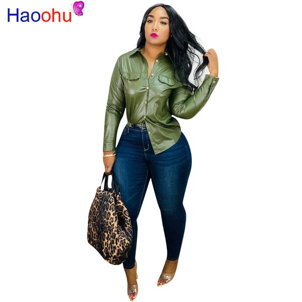 haoohu pu leather shirts women clothes black long sleeve blusas vintage buttons blouse turn-down collar and blouses, White
haoohu pu leather shirts women clothes black long sleeve blusas vintage buttons blouse turn-down collar and blouses, White