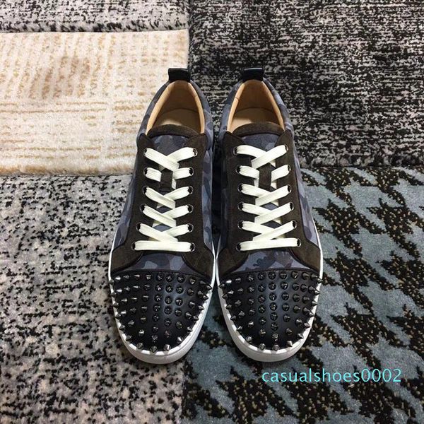 2019 spikes red bottom sneakers shoes men,women casual flats camouflage gray suede wedding party low with box c02, Black
2019 spikes red bottom sneakers shoes men,women casual flats camouflage gray suede wedding party low with box c02, Black
