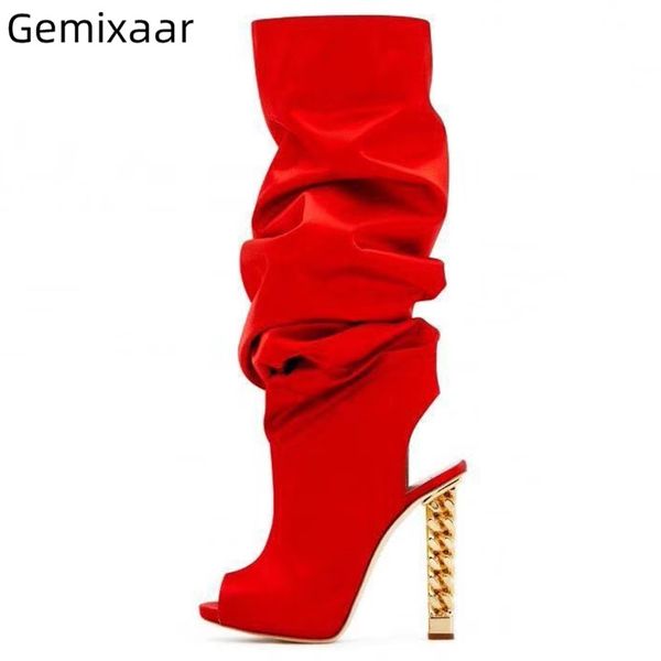 autumn spring long boots woman fish mouth pleated design metal strange high heel bottes cool fashion walking boots woman mujer, Black
autumn spring long boots woman fish mouth pleated design metal strange high heel bottes cool fashion walking boots woman mujer, Black