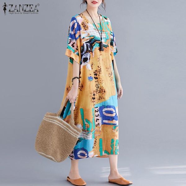 women print dress zanzea vintage summer mid-claf sundress half sleeve tunic vestisdos female casual o neck floral robe plus size, Black;gray
women print dress zanzea vintage summer mid-claf sundress half sleeve tunic vestisdos female casual o neck floral robe plus size, Black;gray