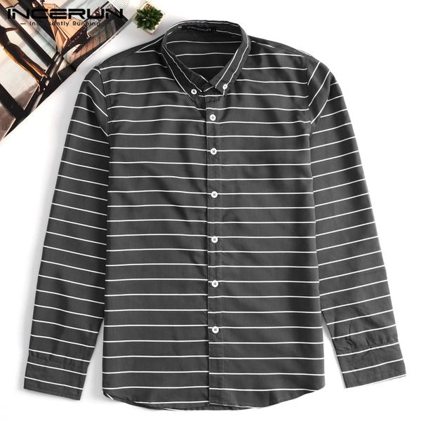 incerun fashion men dress shirt striped long sleeve slim fit lapel neck casual shirts men streetwear brand basci shirt 2019, White;black
incerun fashion men dress shirt striped long sleeve slim fit lapel neck casual shirts men streetwear brand basci shirt 2019, White;black